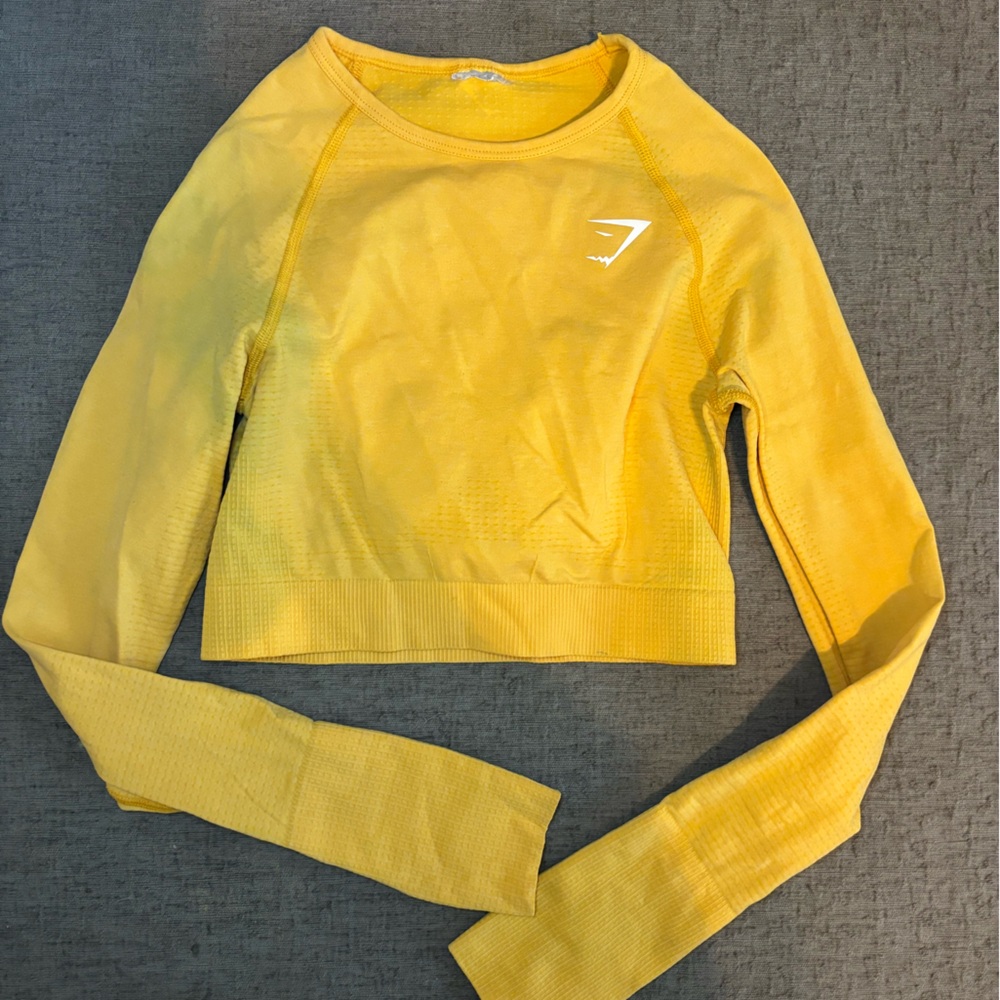 Gymshark long sleeve crop top size small yellow